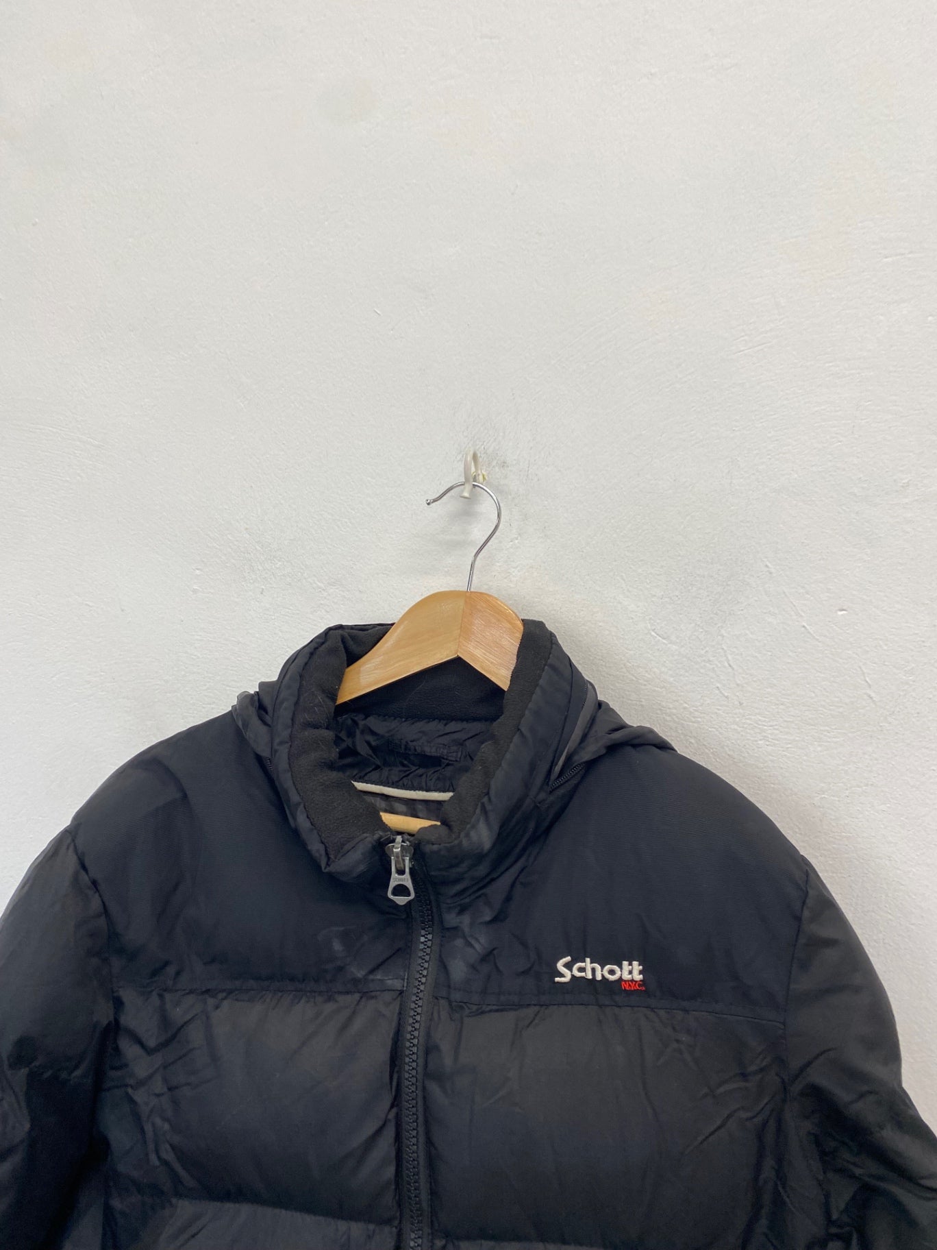 Classic Schott NYC Puffer Jacket UK M Black CM571