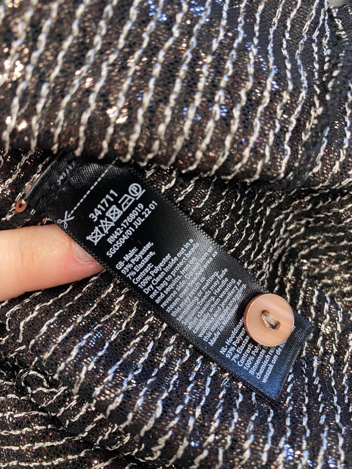 Fabulous Monsoon Shirt UK 14 gold sequin new CM571