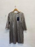 Fabulous M&S Midi Dress UK 16 silver sequins CM571
