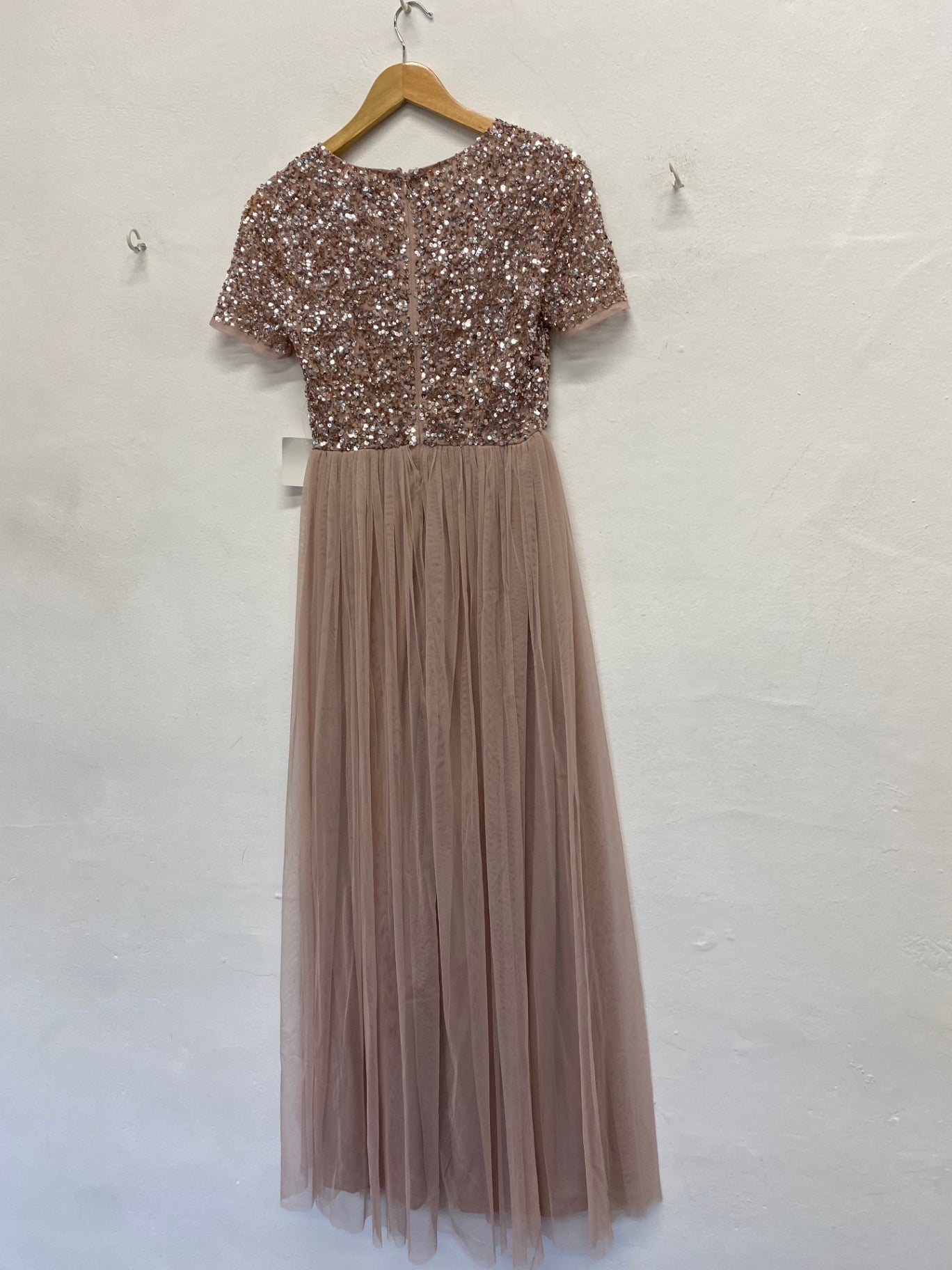 Fabulous Maya deluxe Maxi Dress UK 8 Pink sequin CM571