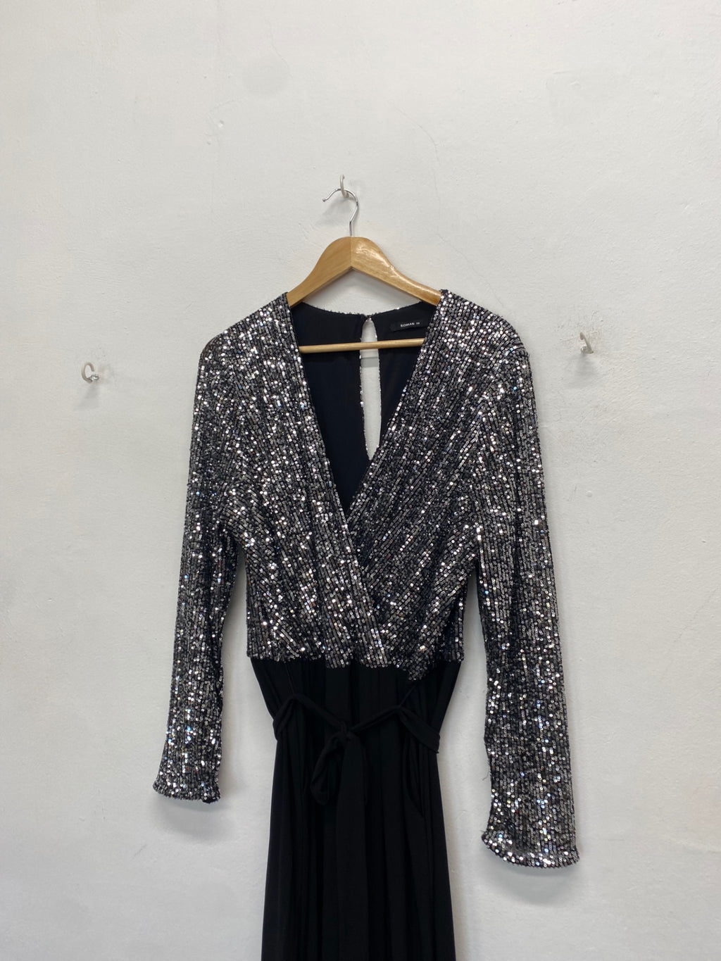 Fabulous Roman Jumpsuit UK 20 Black and silver sequin CM571