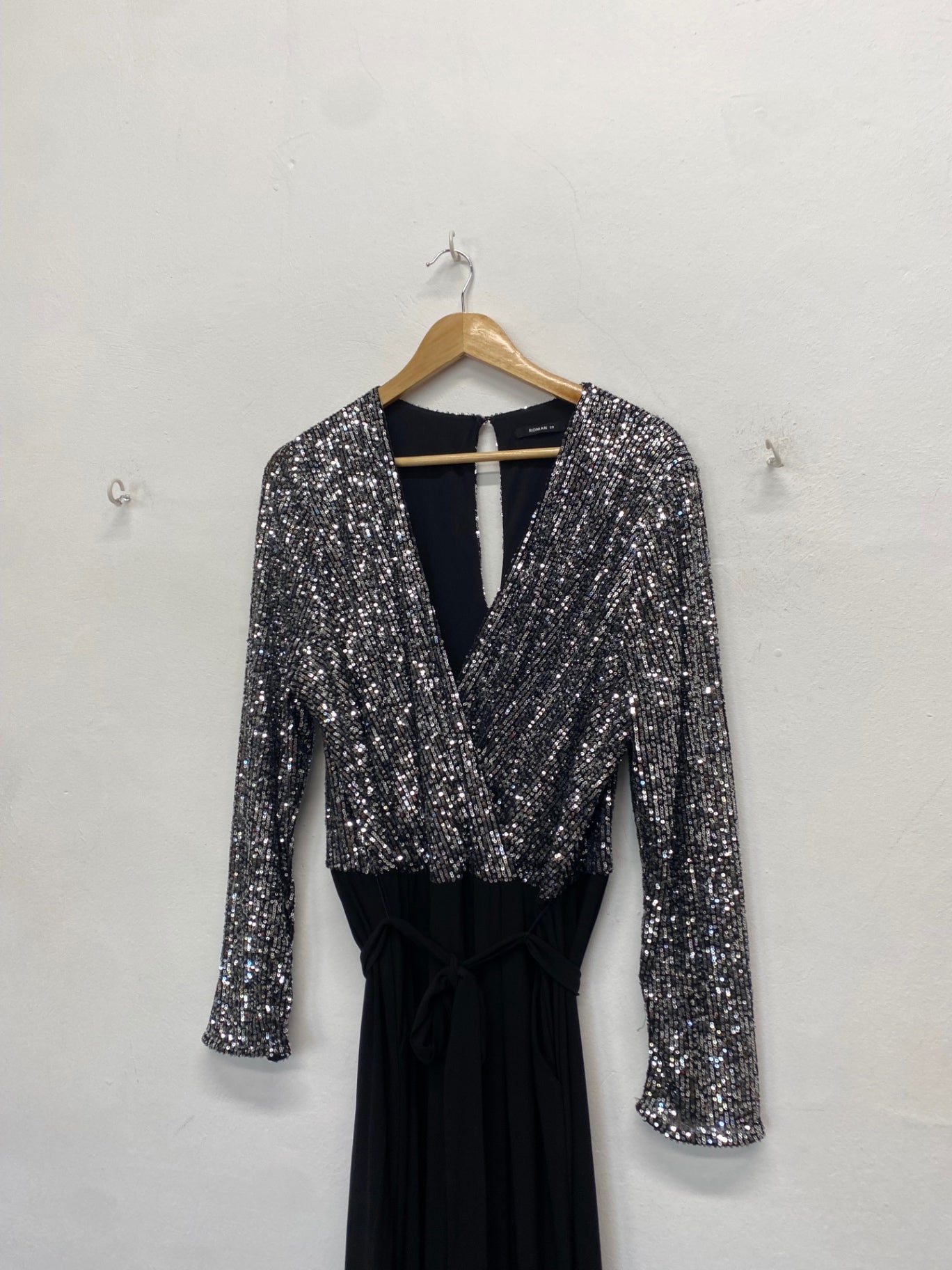 Fabulous Roman Jumpsuit UK 20 Black and silver sequin CM571
