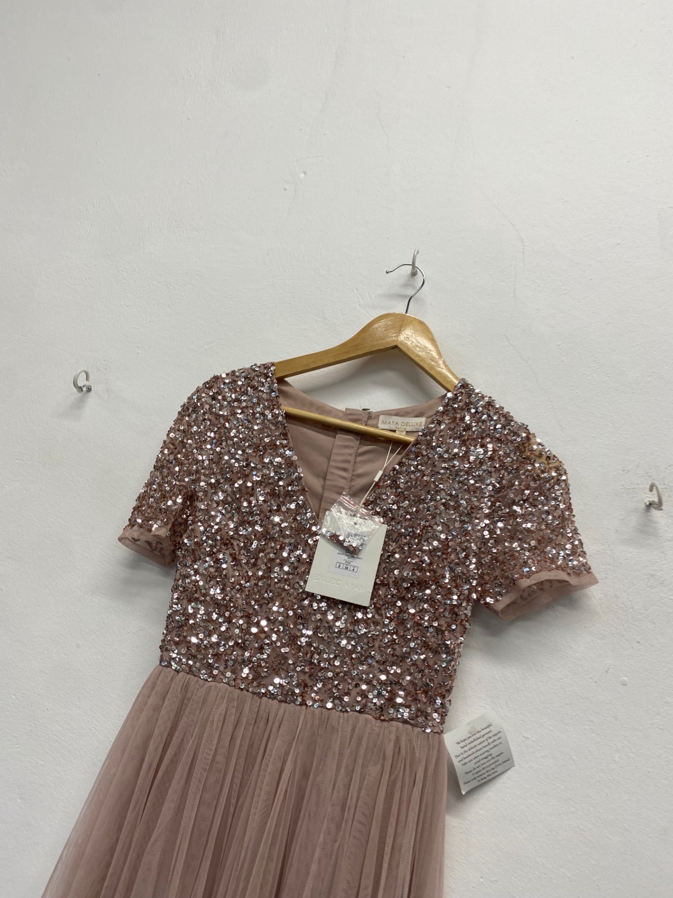 Fabulous Maya deluxe Maxi Dress UK 8 Pink sequin CM571