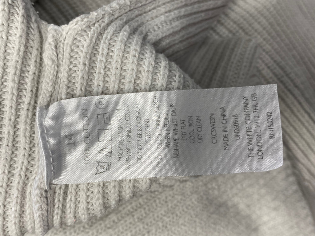 Fabulous The White Company Knitted jumper UK 14 Beige cotton CM571