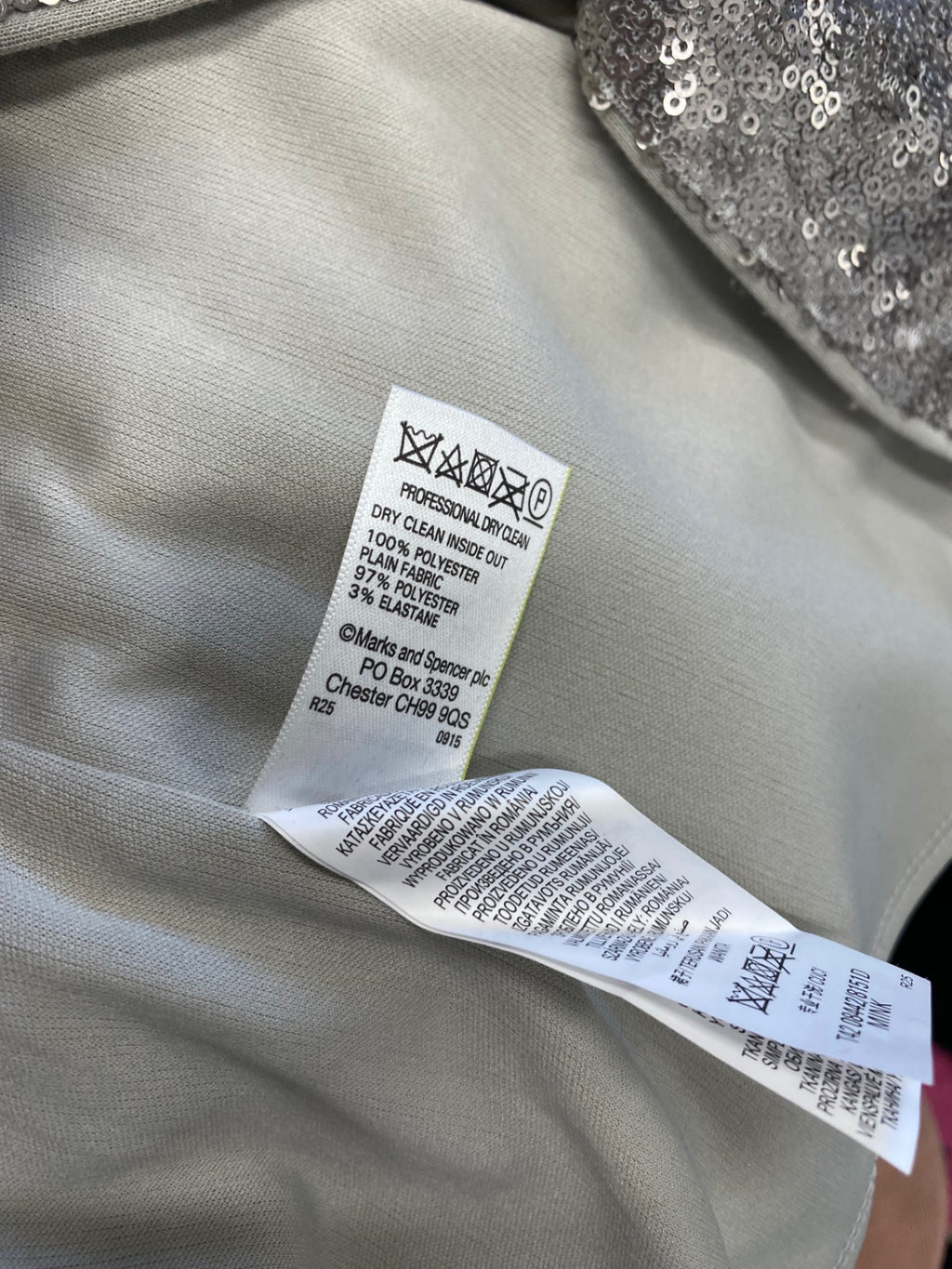 Fabulous M&S Midi Dress UK 16 silver sequins CM571