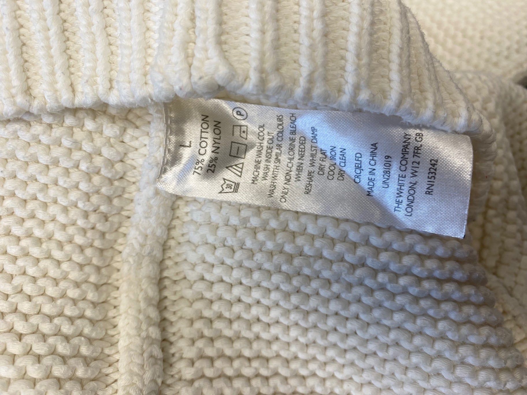 Fabulous The White Company Knit jumper cotton UK 12 Cream CM571