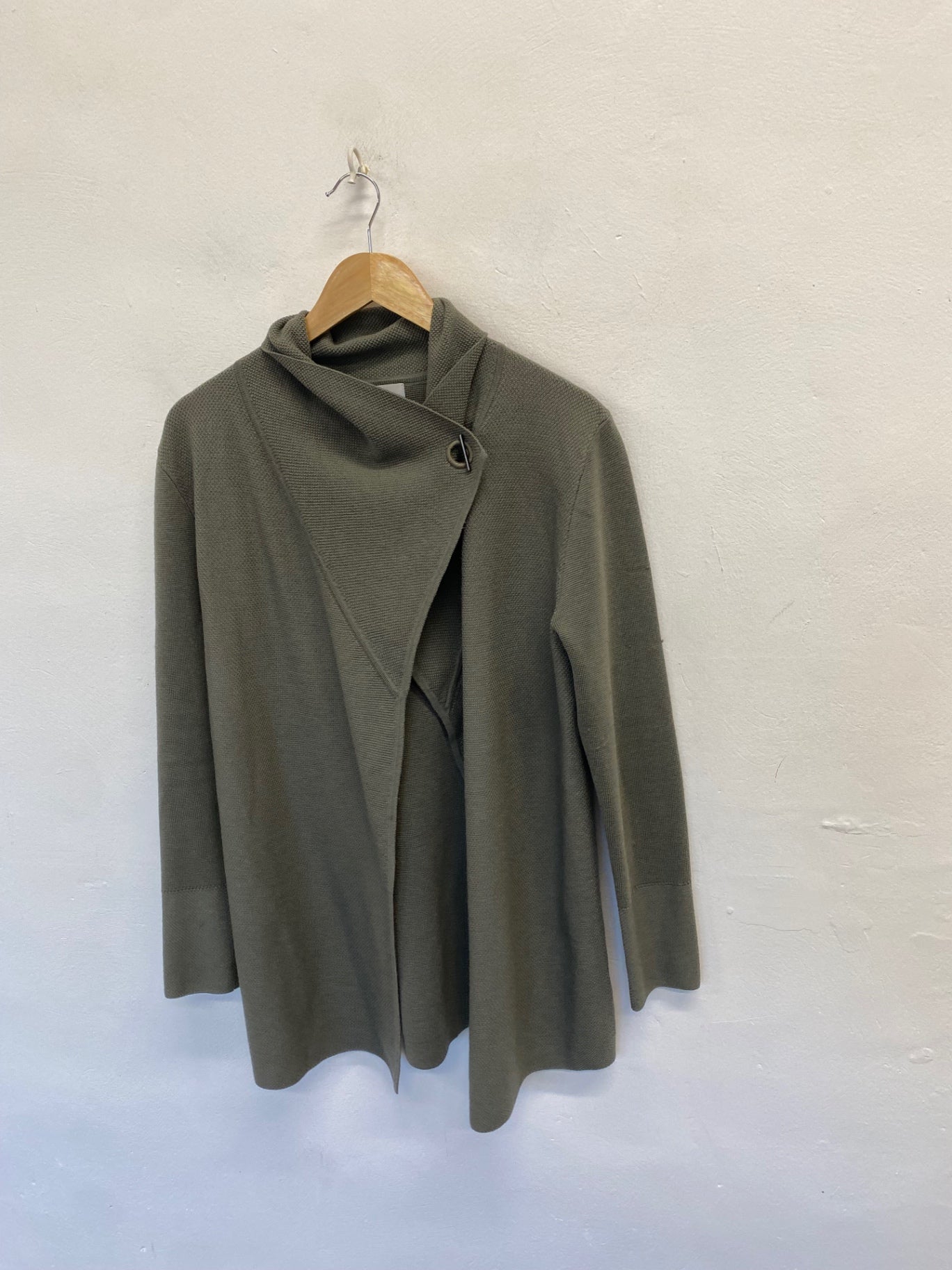 Fabulous Jigsaw Cardigan wrap wool UK 12 Khaki CM571