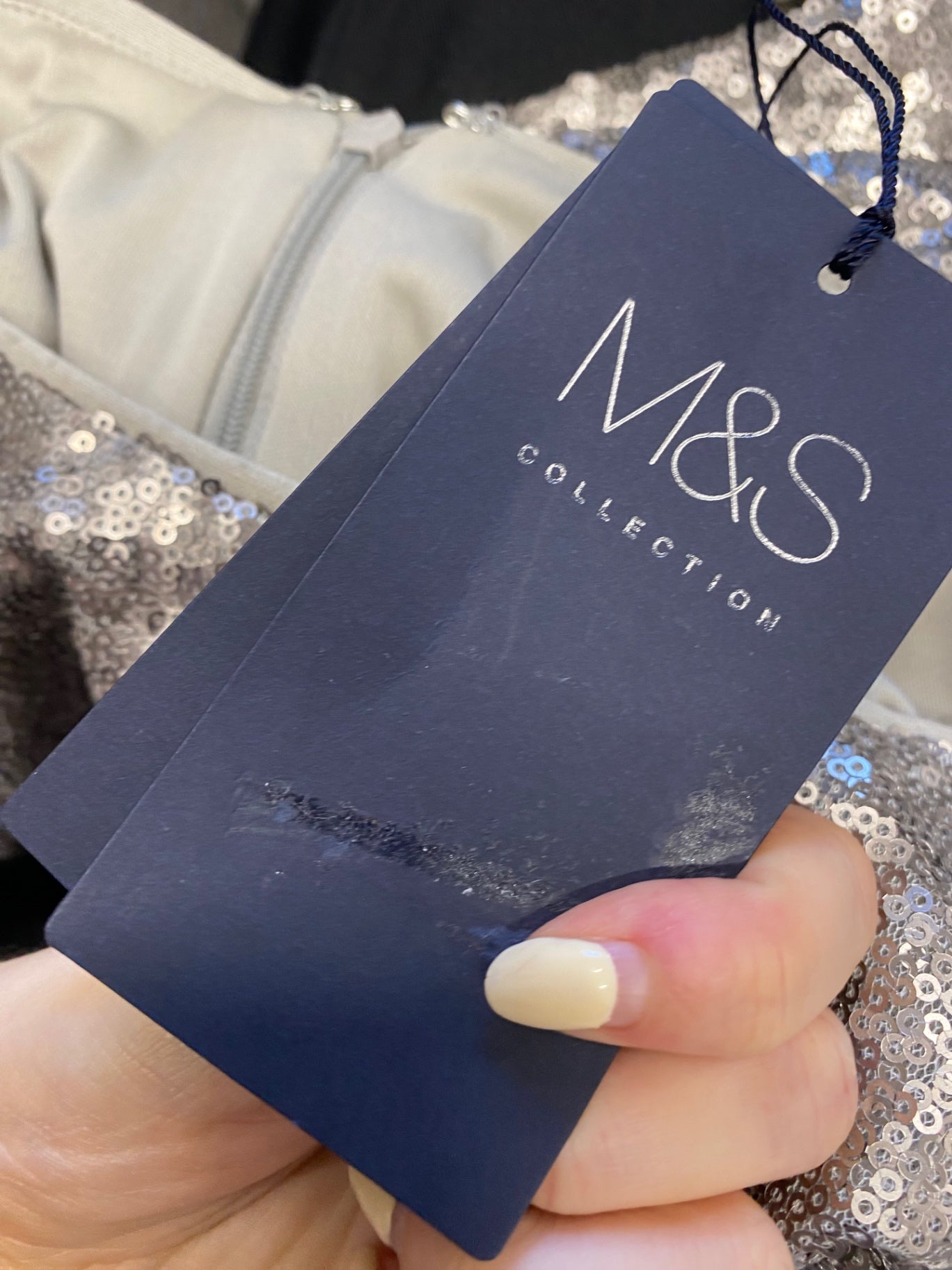 Fabulous M&S Midi Dress UK 16 silver sequins CM571