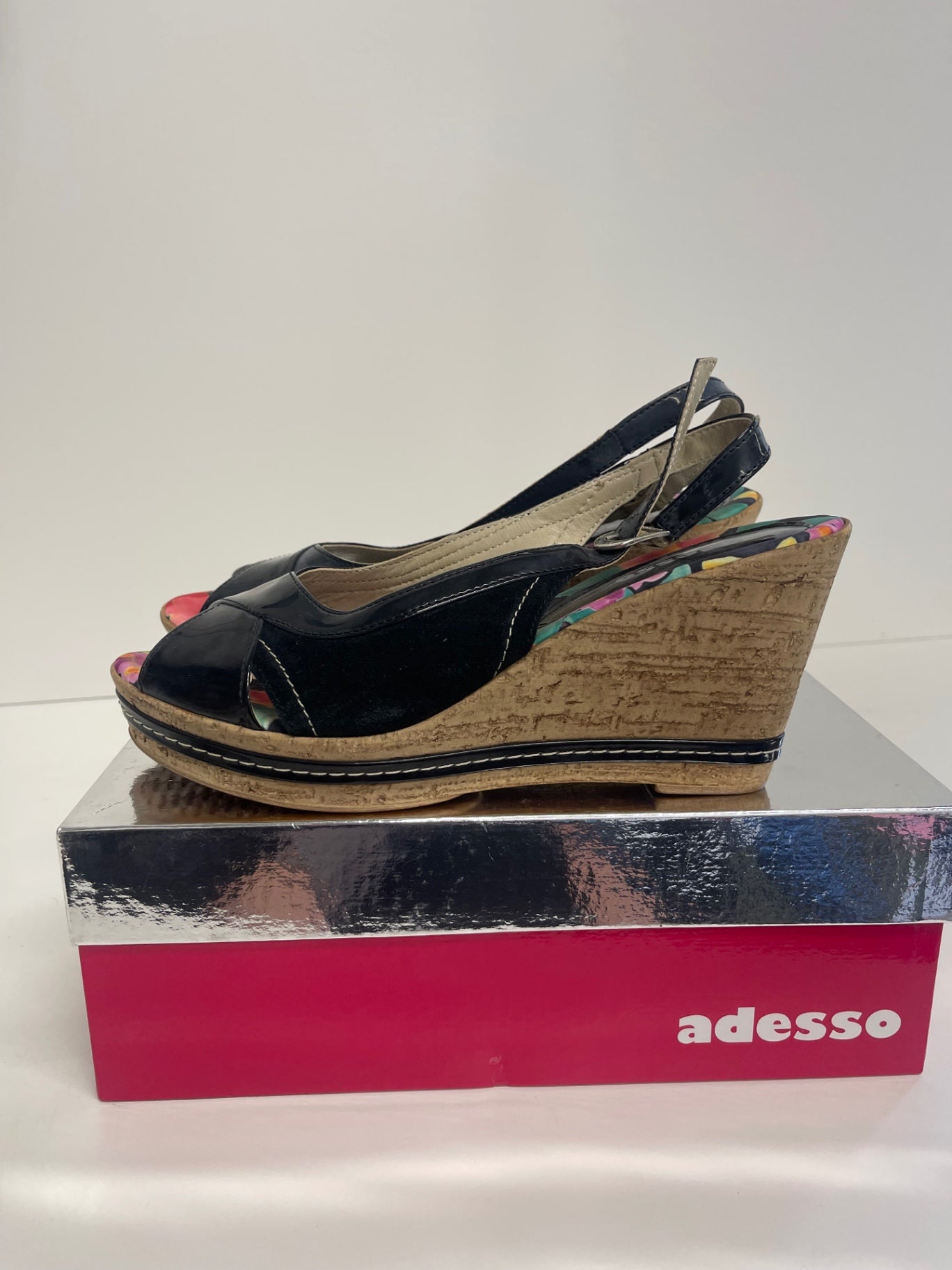 Fabulous adesso Wedge summer Sandals Uk7 Black CW571