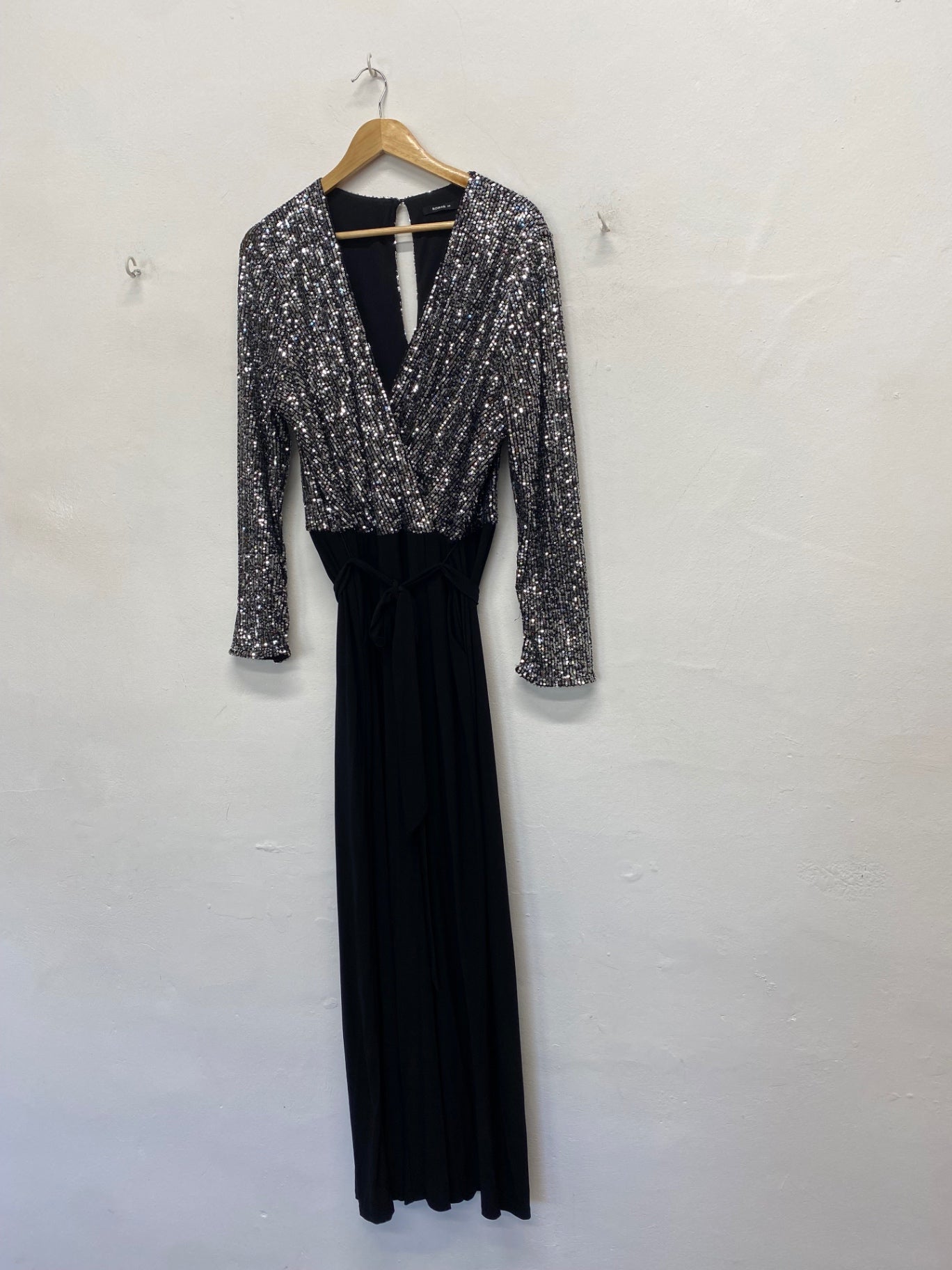 Fabulous Roman Jumpsuit UK 20 Black and silver sequin CM571