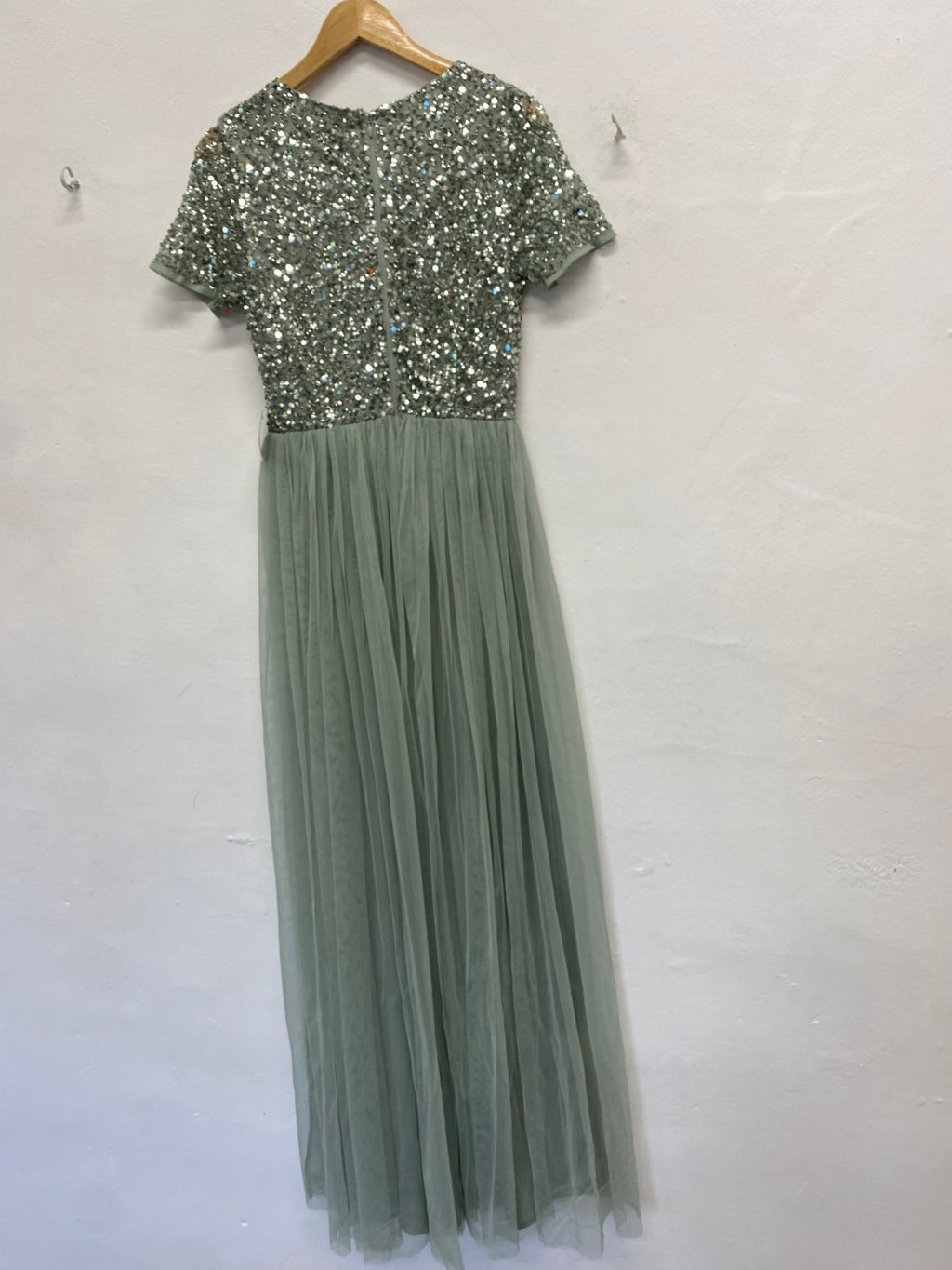 Fabulous Maya deluxe Maxi Dress UK 10 Mint sequin CM571