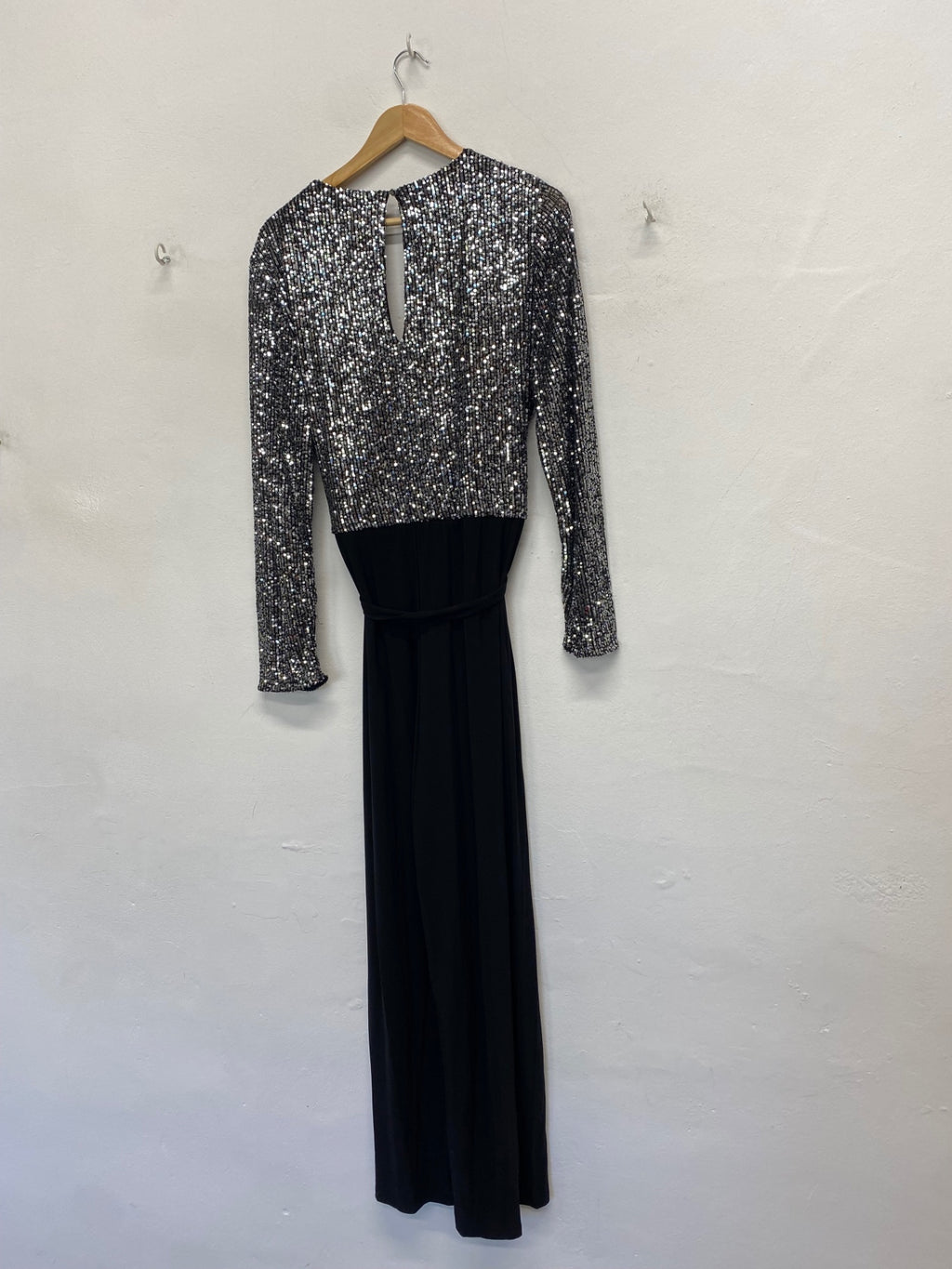 Fabulous Roman Jumpsuit UK 20 Black and silver sequin CM571