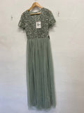 Fabulous Maya deluxe Maxi Dress UK 10 Mint sequin CM571
