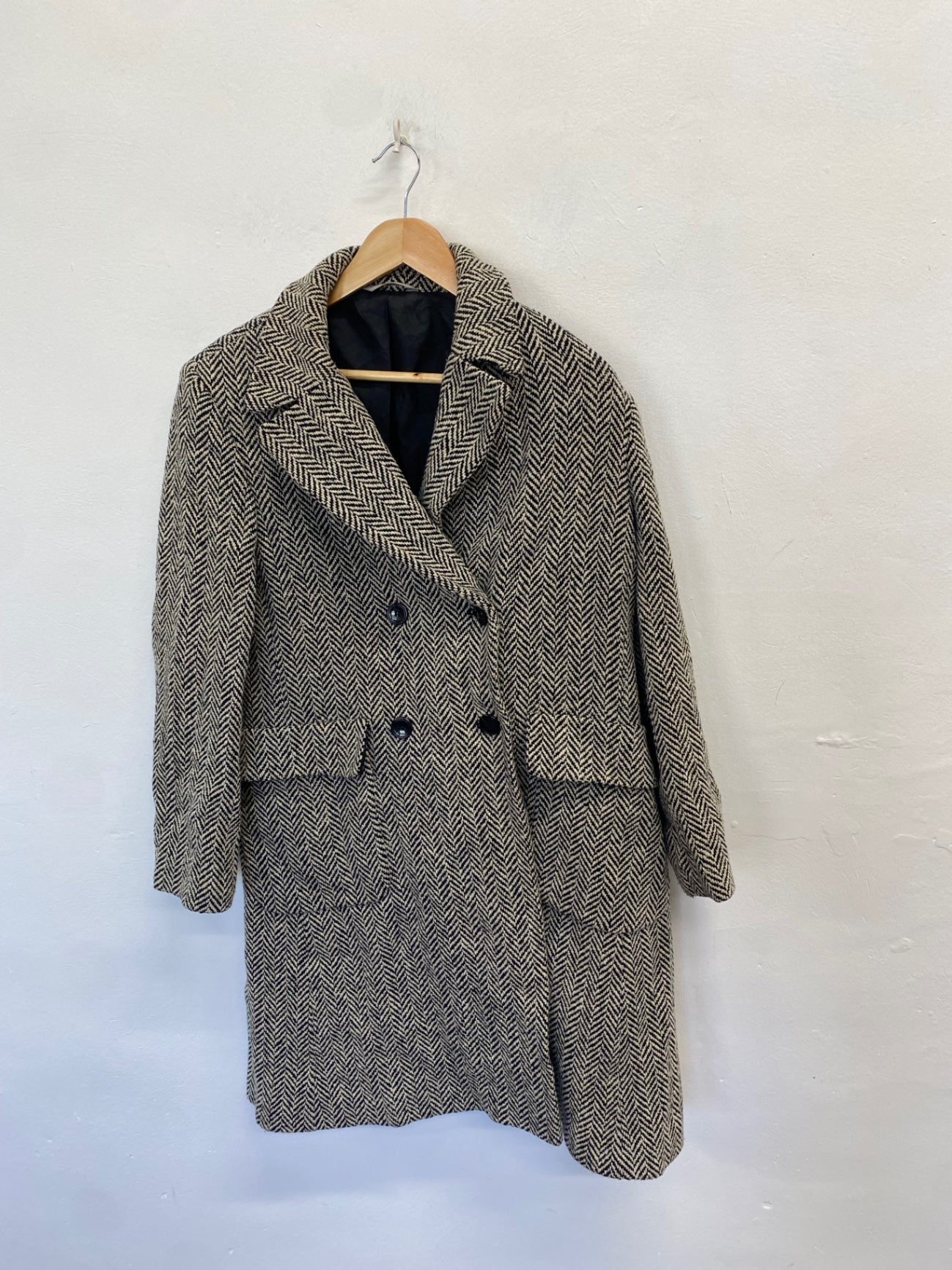 Fabulous Marks & Spencers Trench Coat wool blend UK 16 Beige and Black CM571