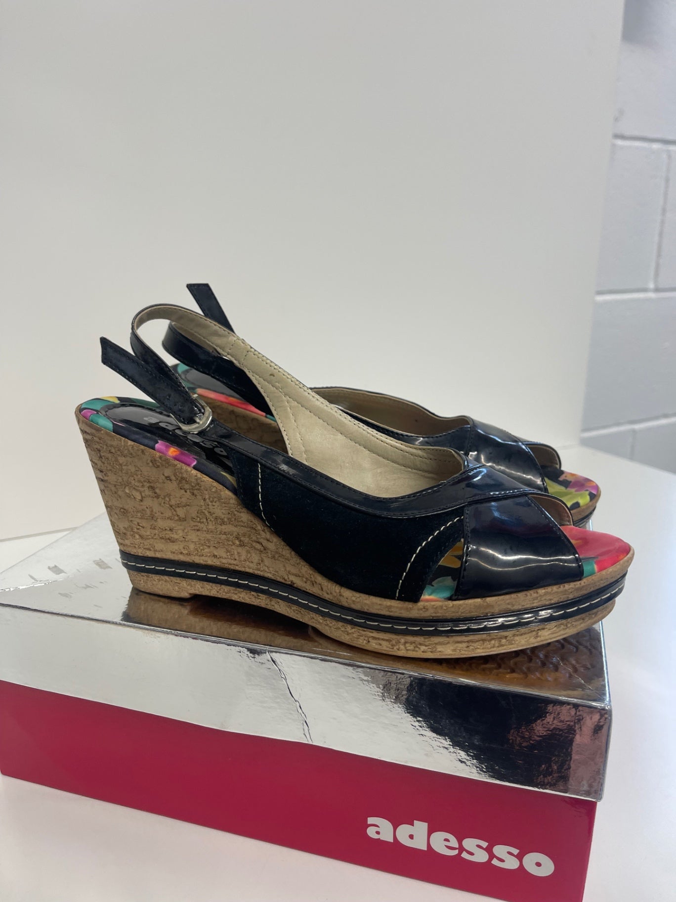 Fabulous adesso Wedge summer Sandals Uk7 Black CW571
