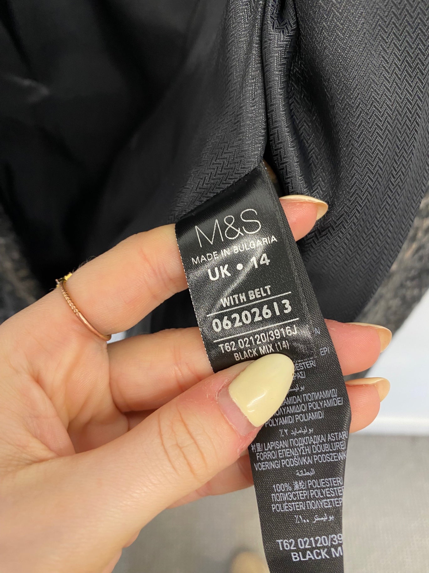 Fabulous Per Una Trench Coat UK 14 wool blend Black grey CM571