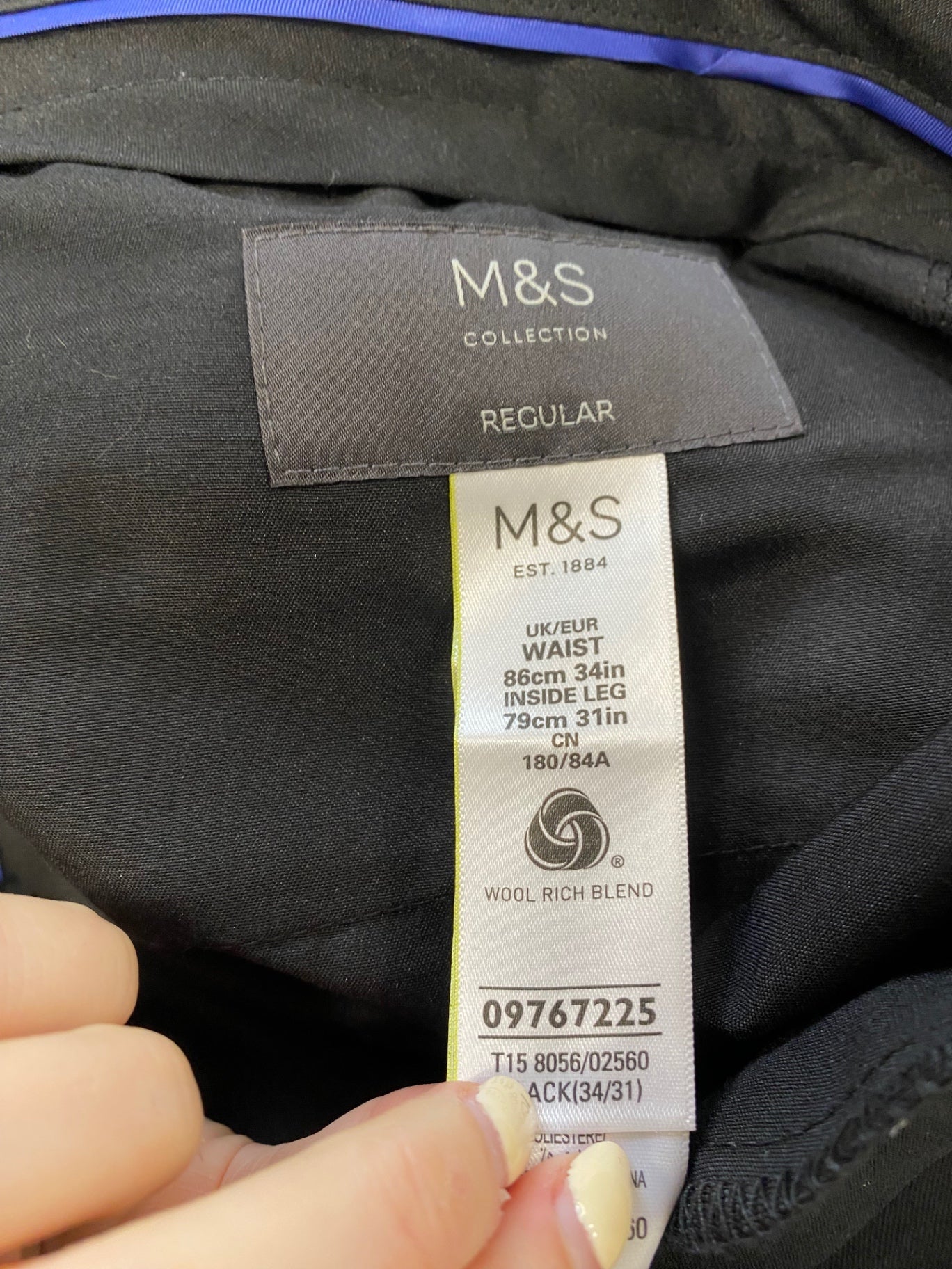 Fabulous Mens Marks & Spencer’s wool blend Tailored trousers W34" Black CM571