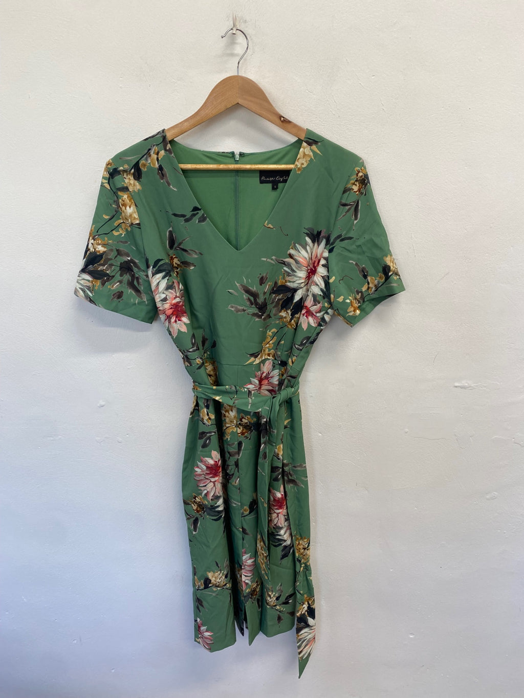 Fabulous Phase Eight Midi Dress UK 16 Green floral belted CM571