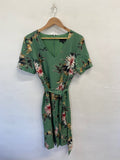 Fabulous Phase Eight Midi Dress UK 16 Green floral belted CM571