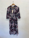 Fabulous Love & Roses Midi Dress UK 16 Multicolor floral CM571