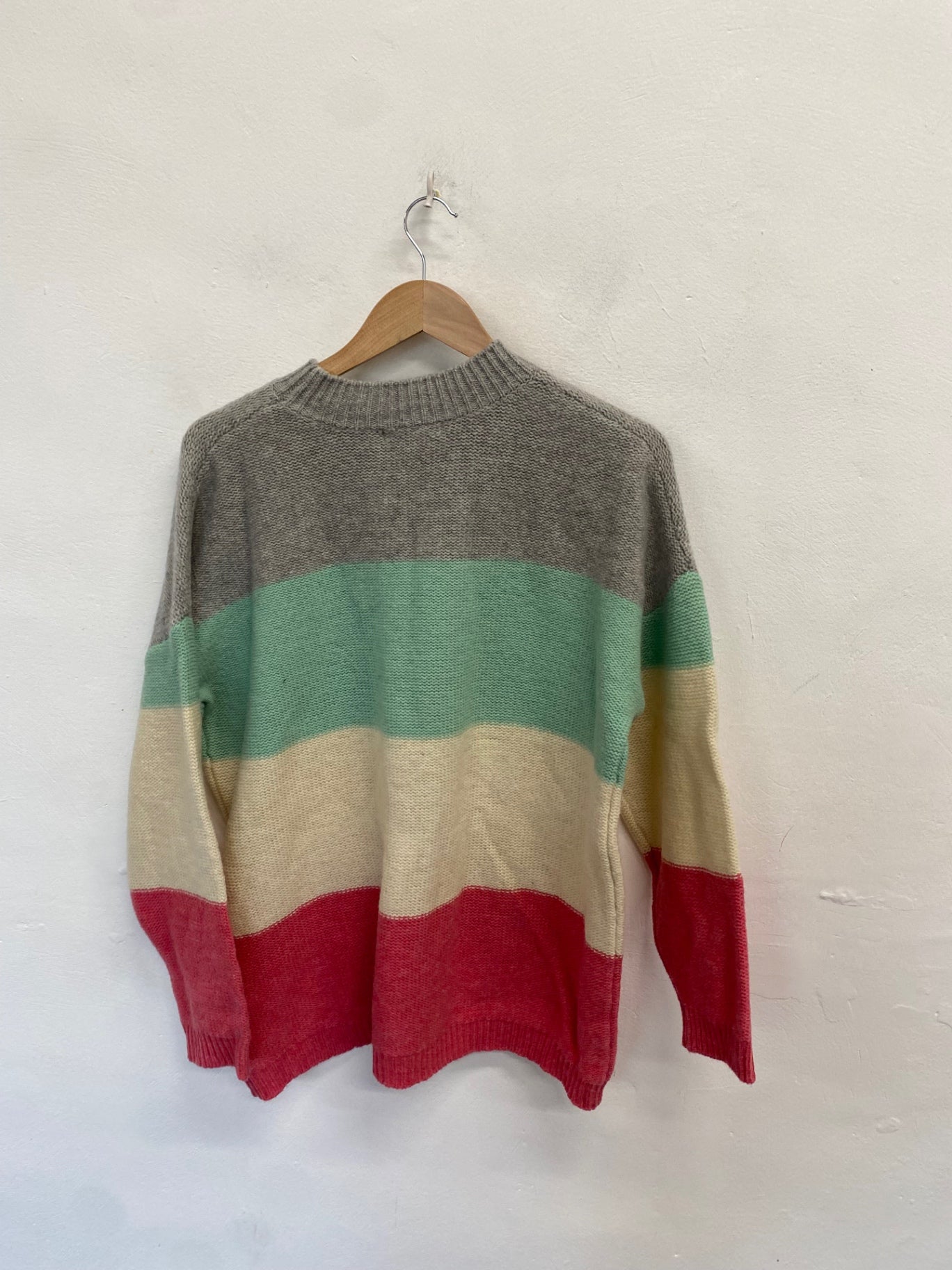 Fabulous WoolOvers Knitted jumper wool UK 12-14 Multicolor striped CM571