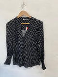Fabulous Oasis Blouse UK 12 Black polka metallic new CM571