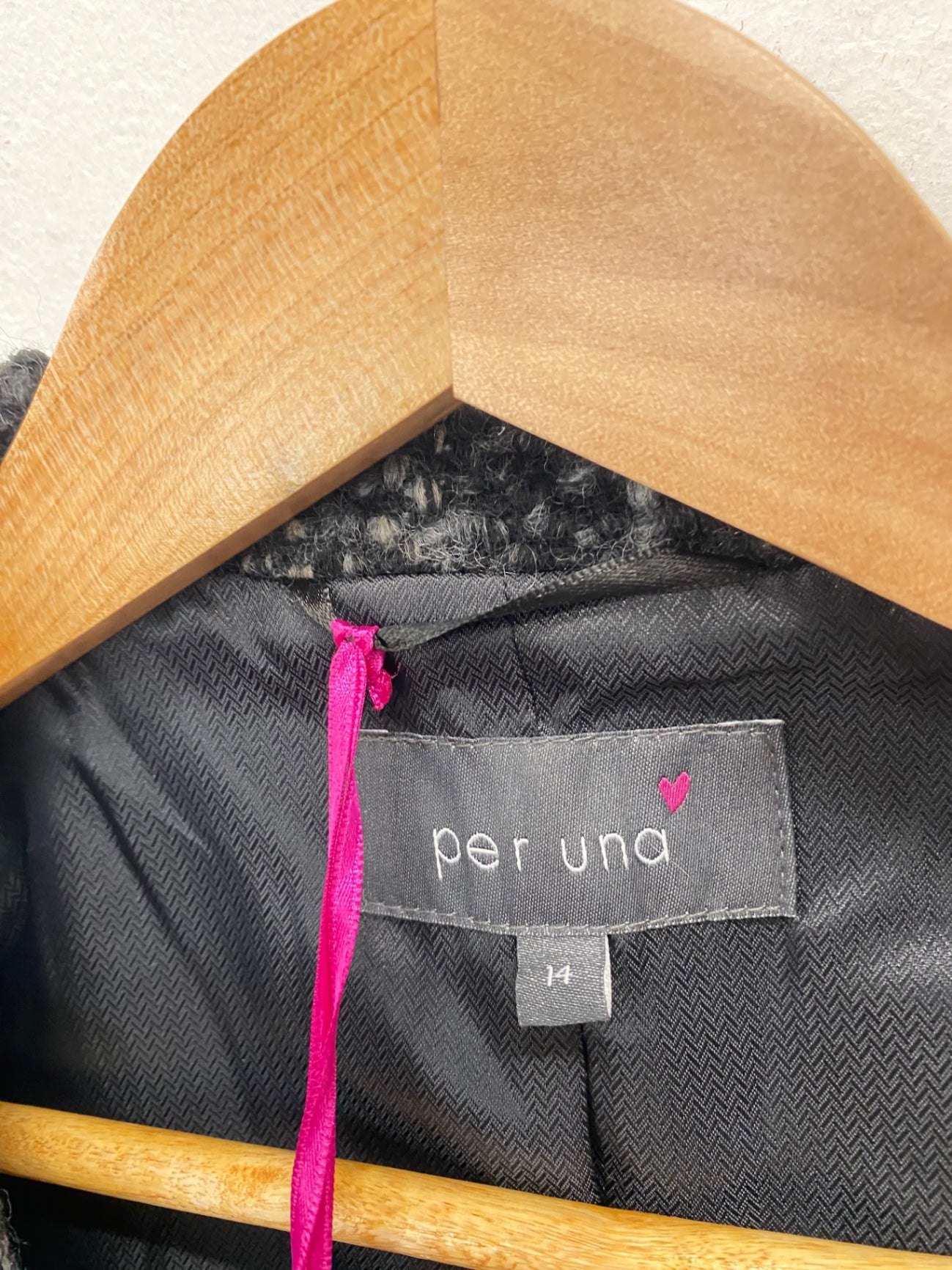 Fabulous Per Una Trench Coat UK 14 wool blend Black grey CM571