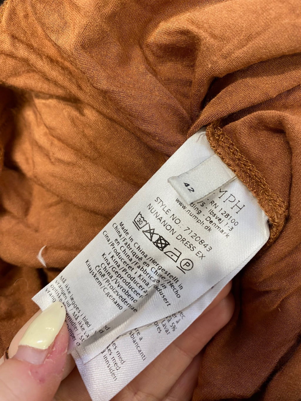 Fabulous NÜMPH Midi Dress UK 14 Brown polka CM571