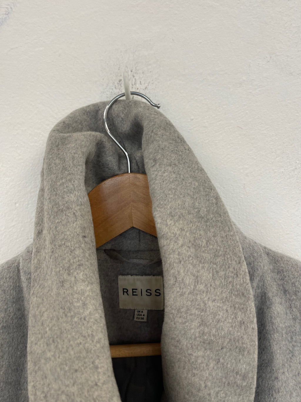 Fabulous REISS Pure Wool Peacoat Uk8 Grey Classic shape JW519