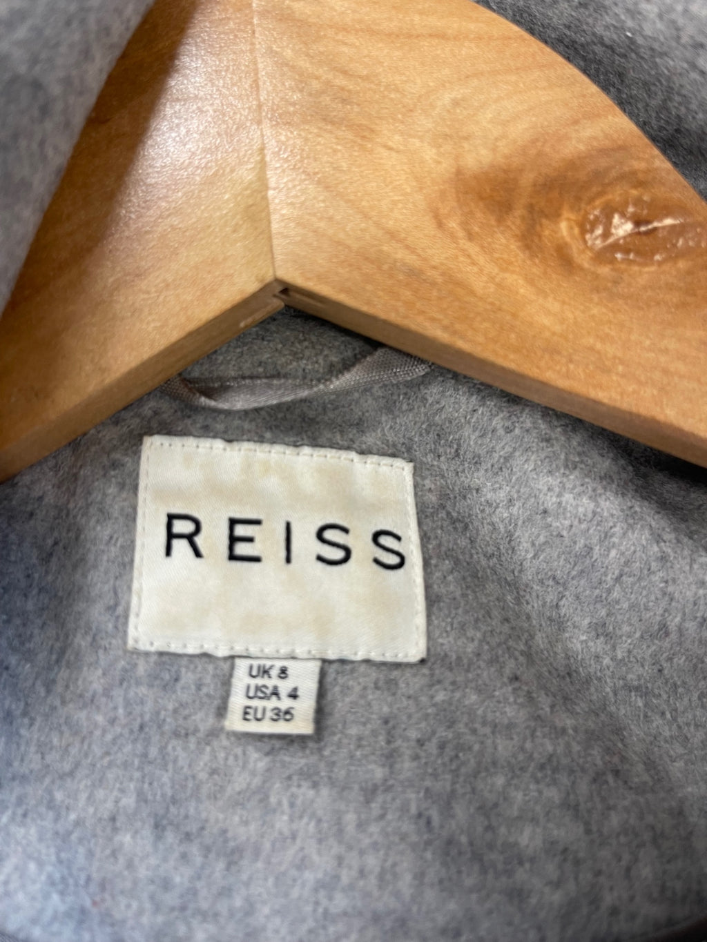 Fabulous REISS Pure Wool Peacoat Uk8 Grey Classic shape JW519