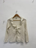 Fabulous Sézane Blouse Uk 10 Cream frill silk KK558