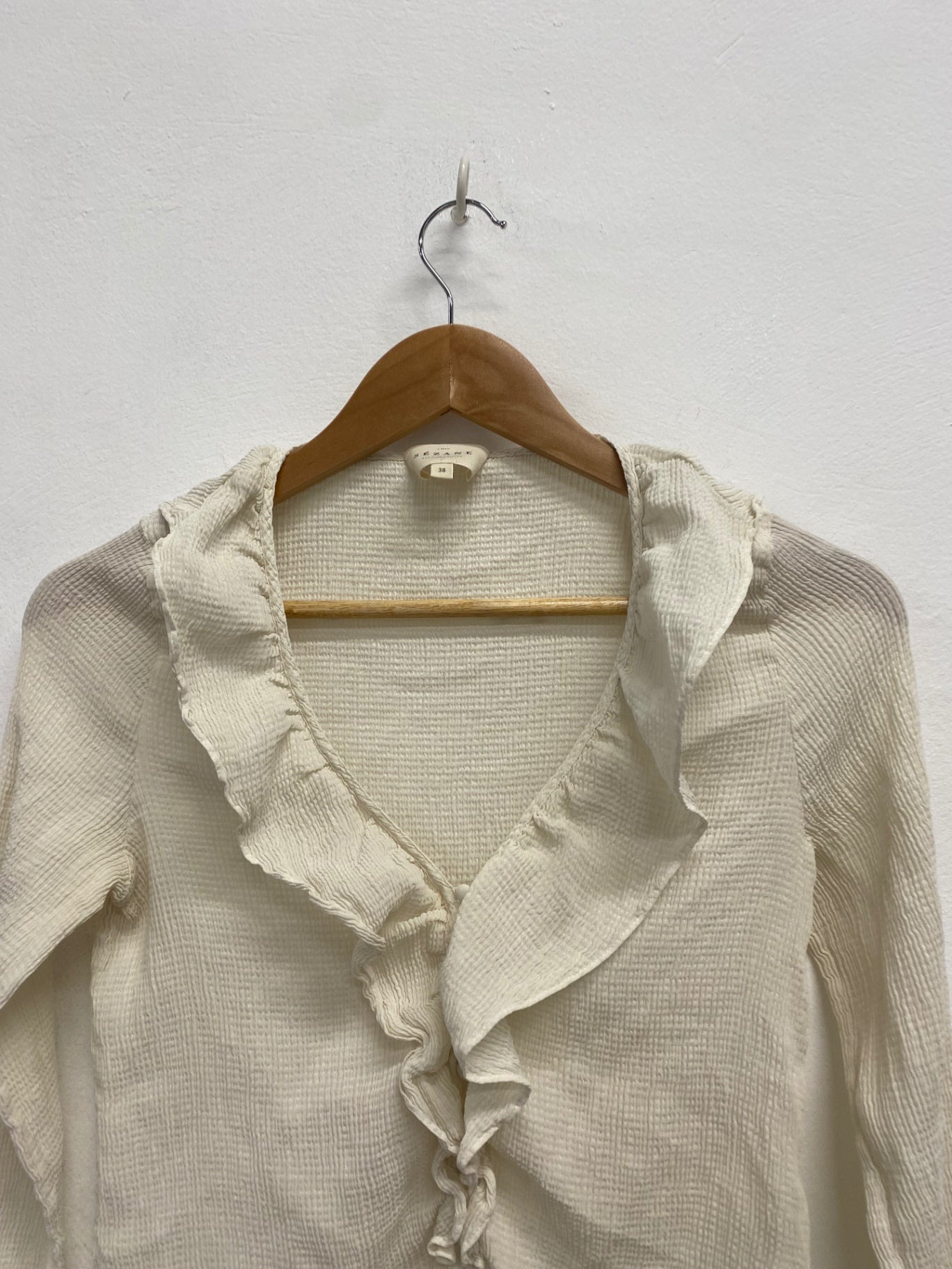 Fabulous Sézane Blouse Uk 10 Cream frill silk KK558