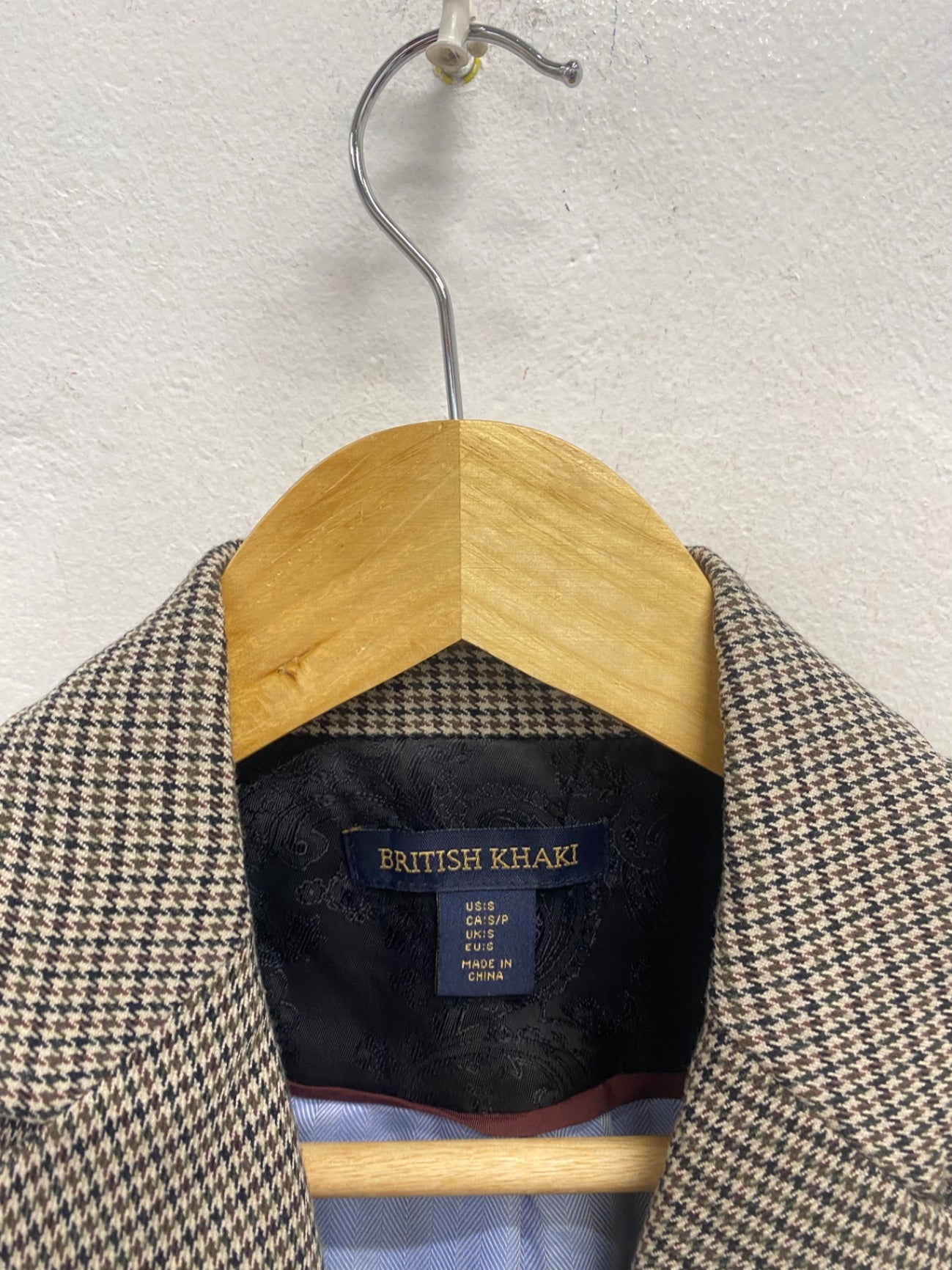 Fabulous British khaki Blazer Uk 8 Brown checked KP573
