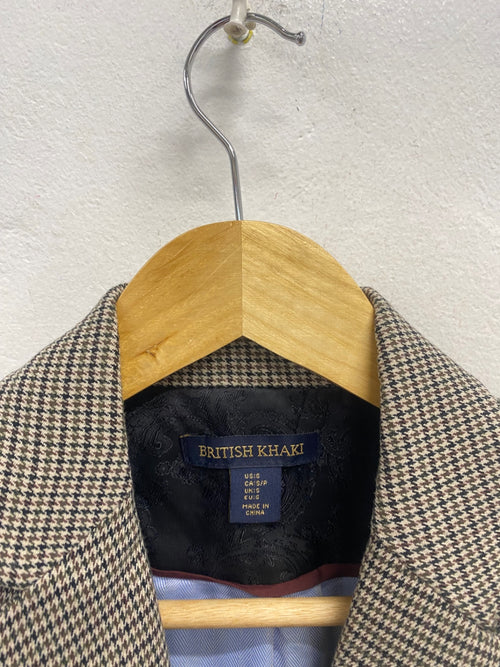 Fabulous British khaki Blazer Uk 8 Brown checked KP573