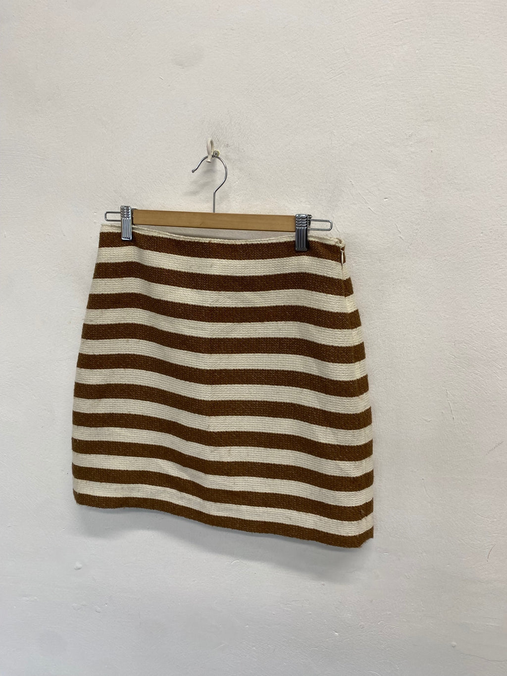 Fabulous Banana Republic heritage Mini Skirt Uk 8 Brown cream striped KP573