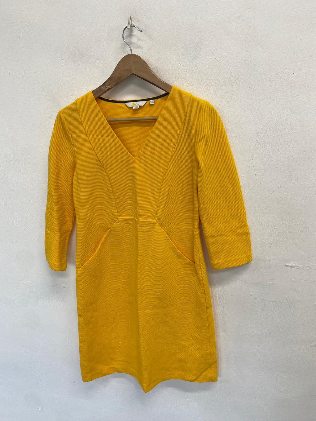 Fabulous Boden Midi Dress Uk 8 Yellow ribbed KP573