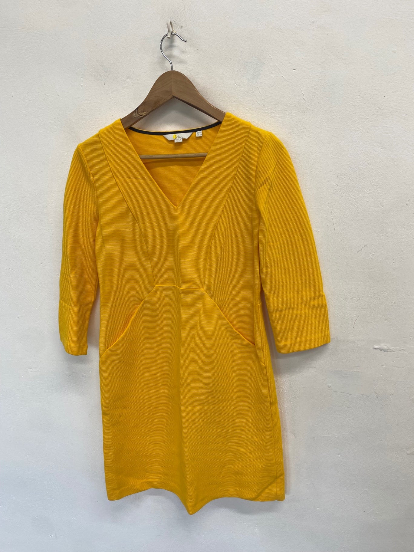 Fabulous Boden Midi Dress Uk 8 Yellow ribbed KP573