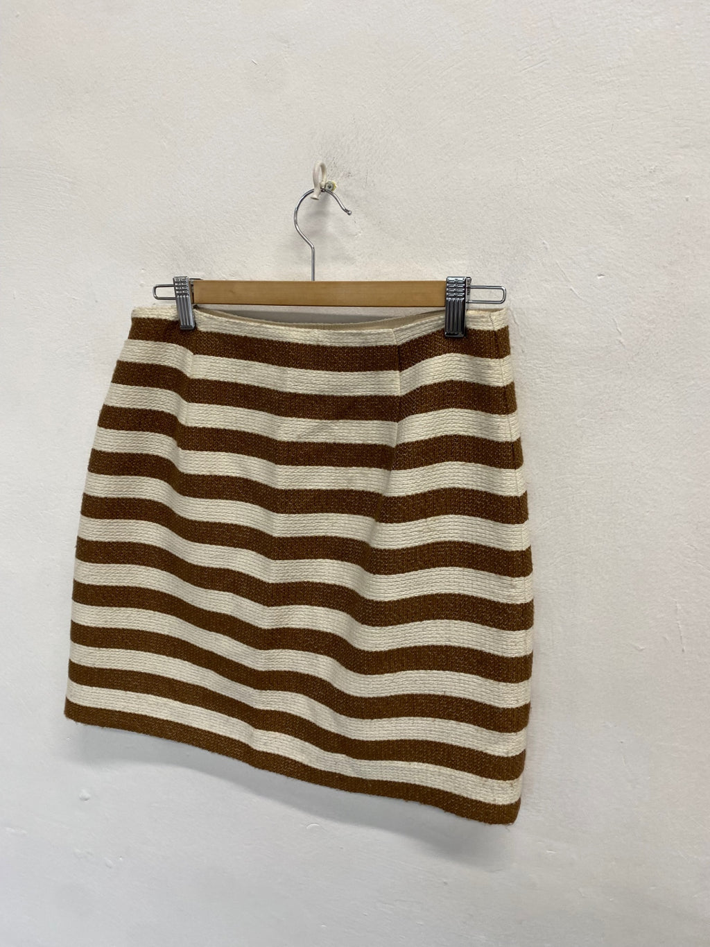 Fabulous Banana Republic heritage Mini Skirt Uk 8 Brown cream striped KP573