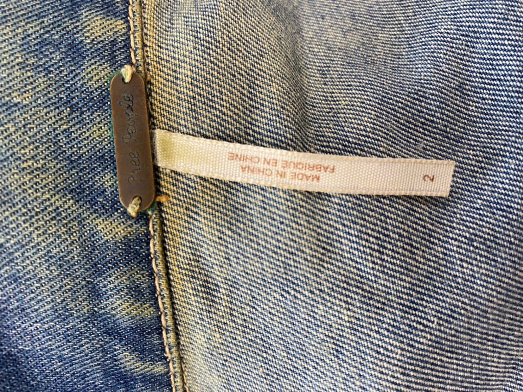 Fabulous Free people Denim Jacket distressed UK 8 Blue KP573