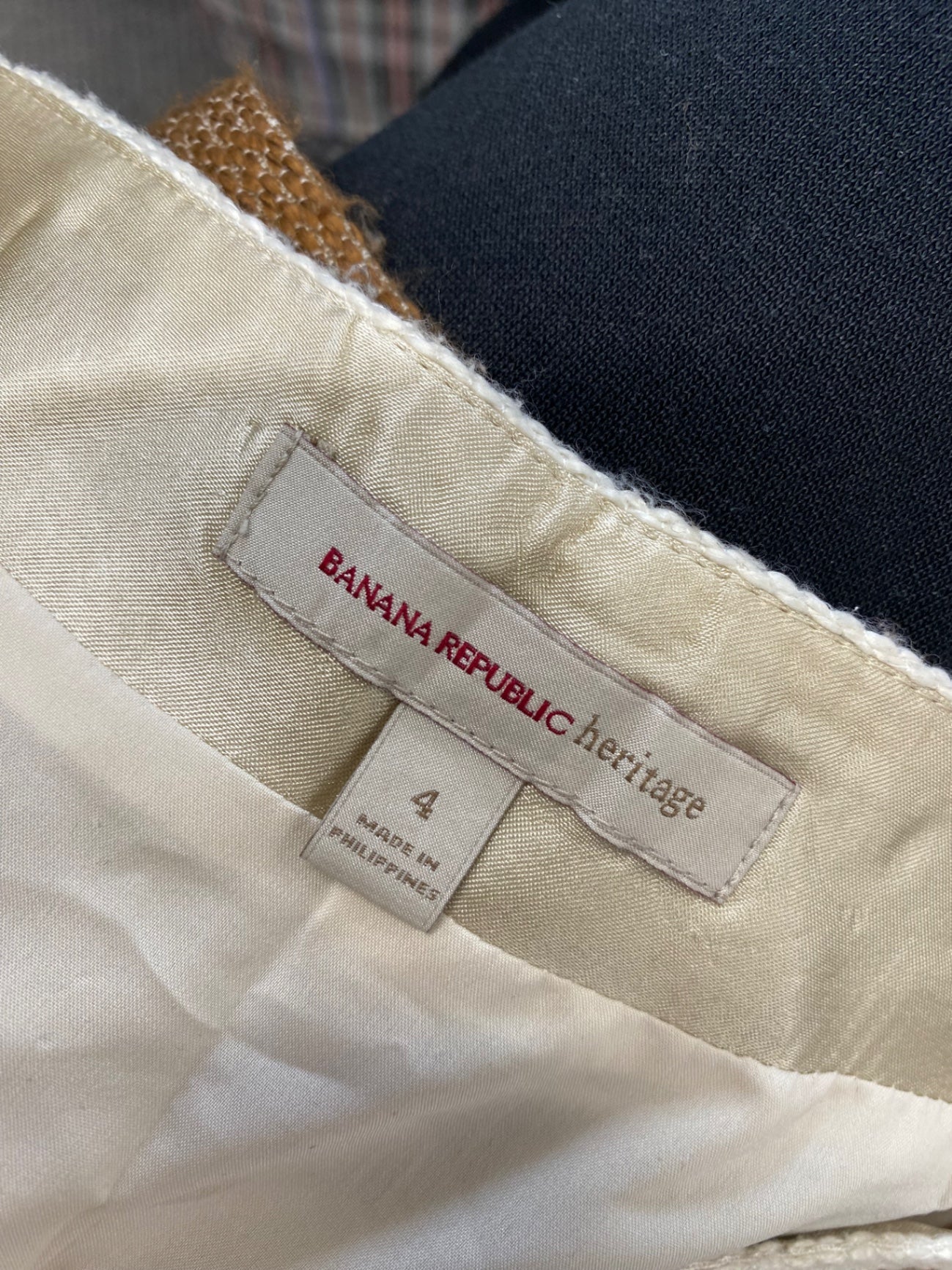 Fabulous Banana Republic heritage Mini Skirt Uk 8 Brown cream striped KP573