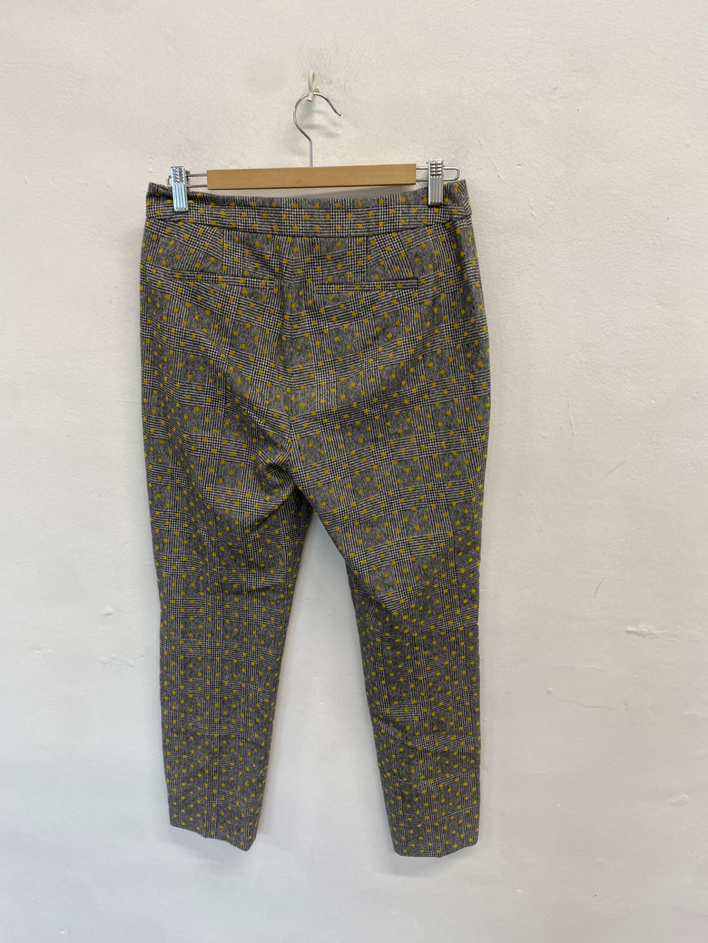 Fabulous Boden Cropped trousers UK 8 Grey yellow polka KP573