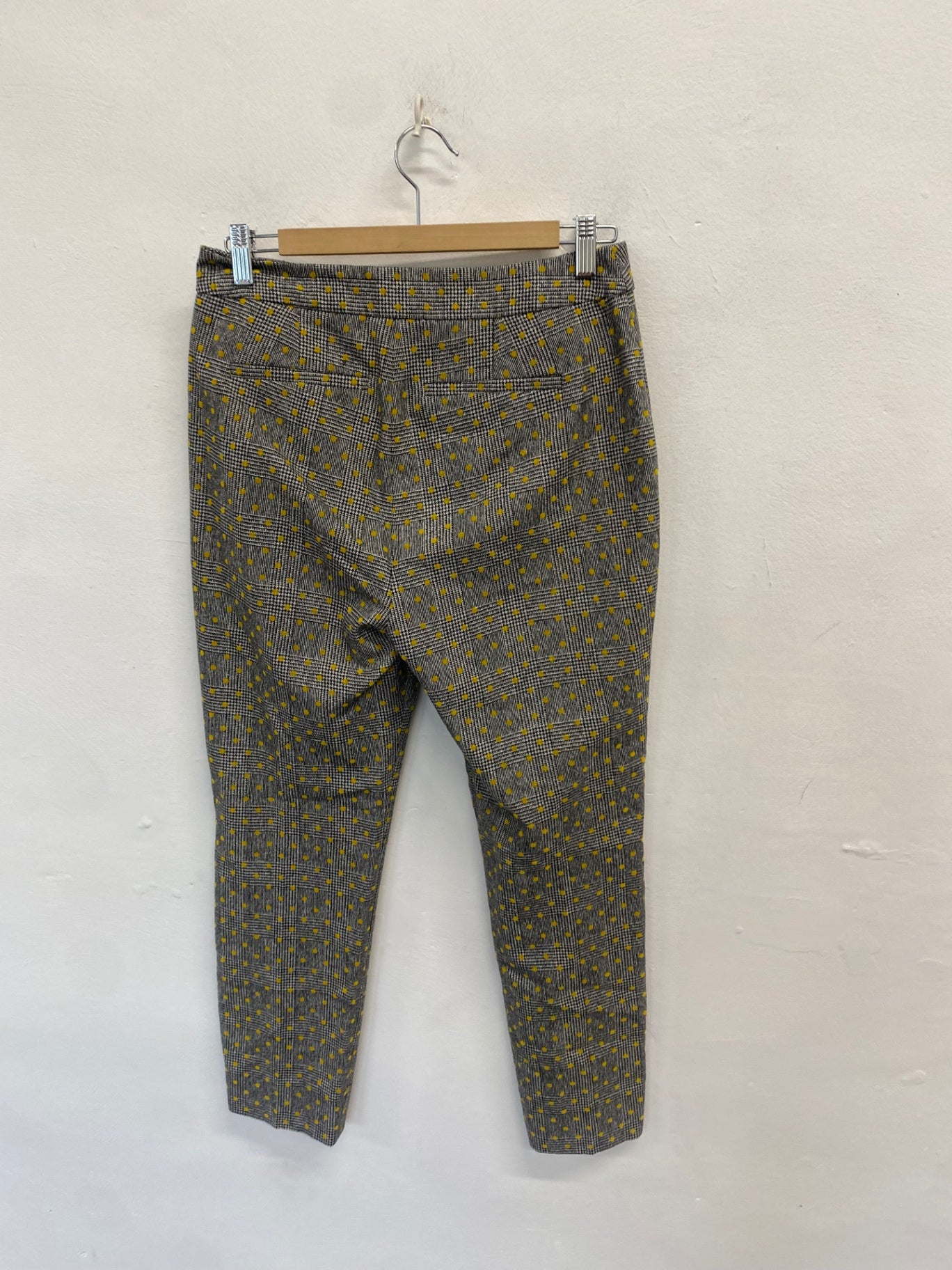 Fabulous Boden Cropped trousers UK 8 Grey yellow polka KP573