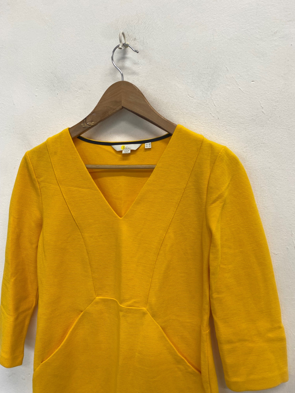 Fabulous Boden Midi Dress Uk 8 Yellow ribbed KP573
