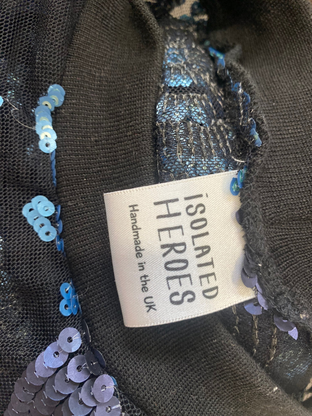 Fabulous Isolated heroes Midi Dress UK 12-14 Blue sequin mesh JC575