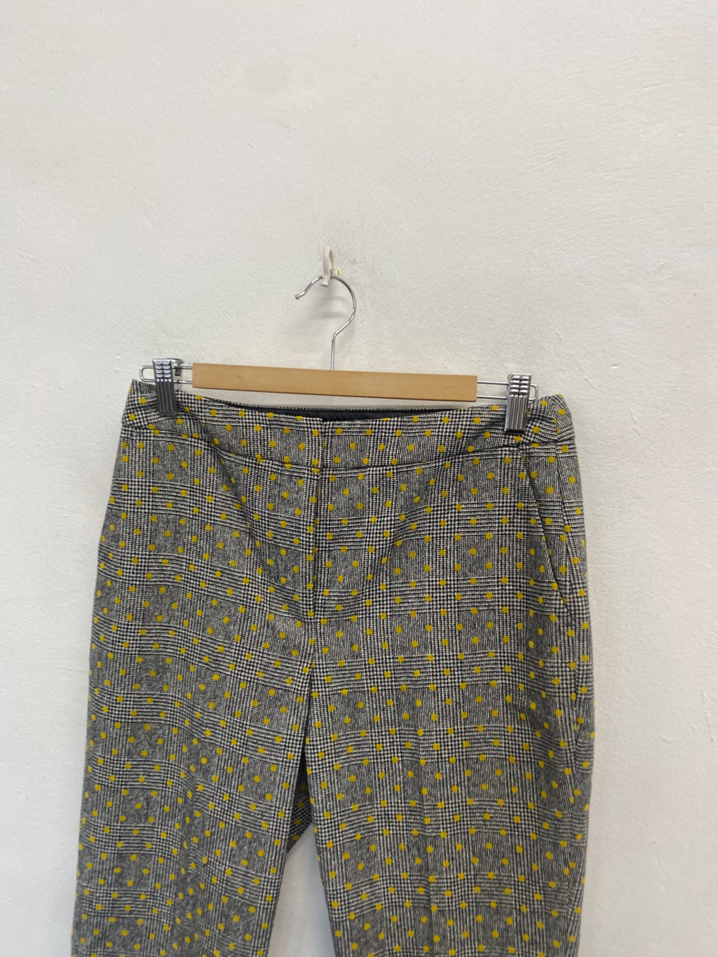 Fabulous Boden Cropped trousers UK 8 Grey yellow polka KP573
