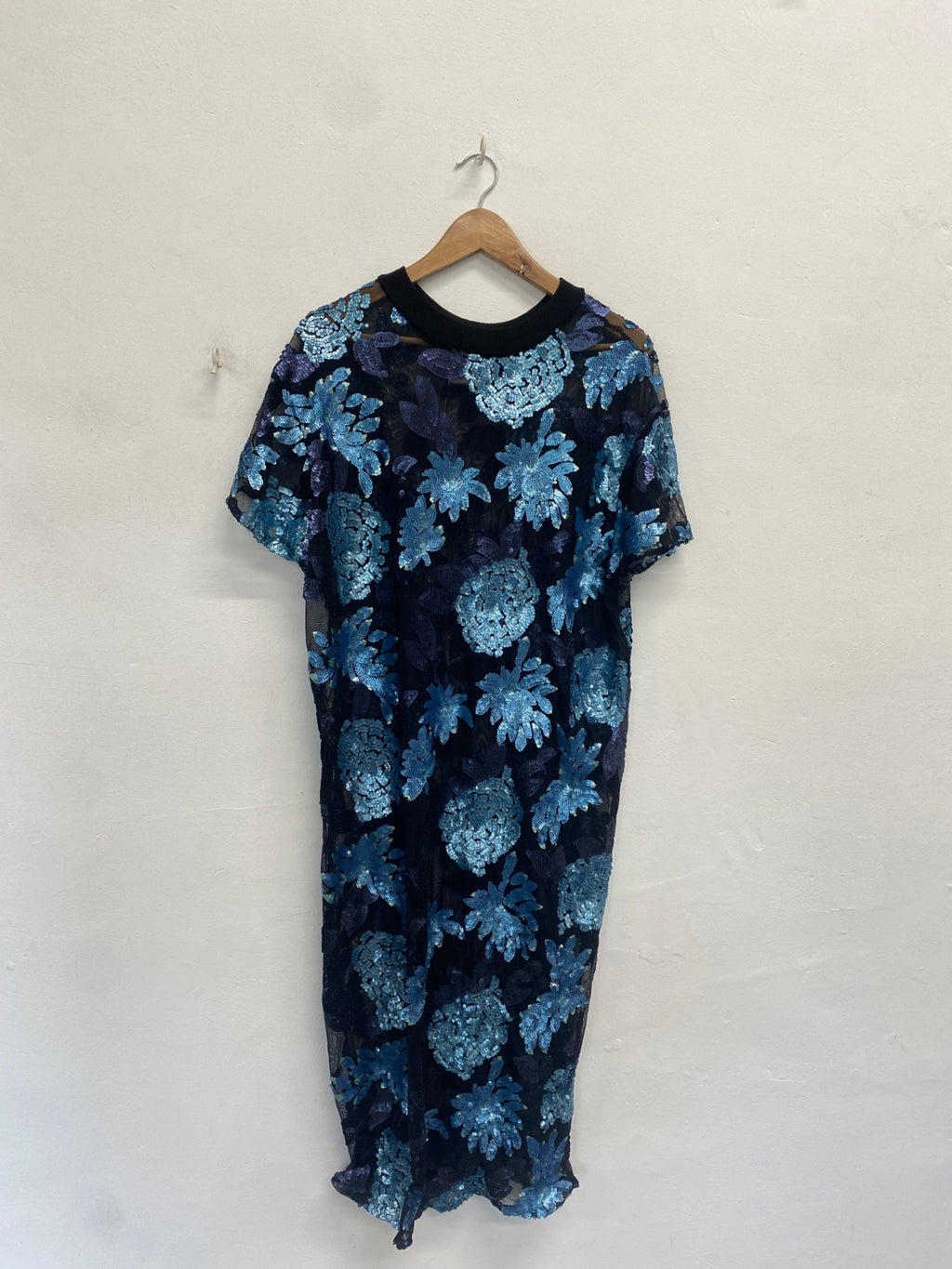 Fabulous Isolated heroes Midi Dress UK 12-14 Blue sequin mesh JC575