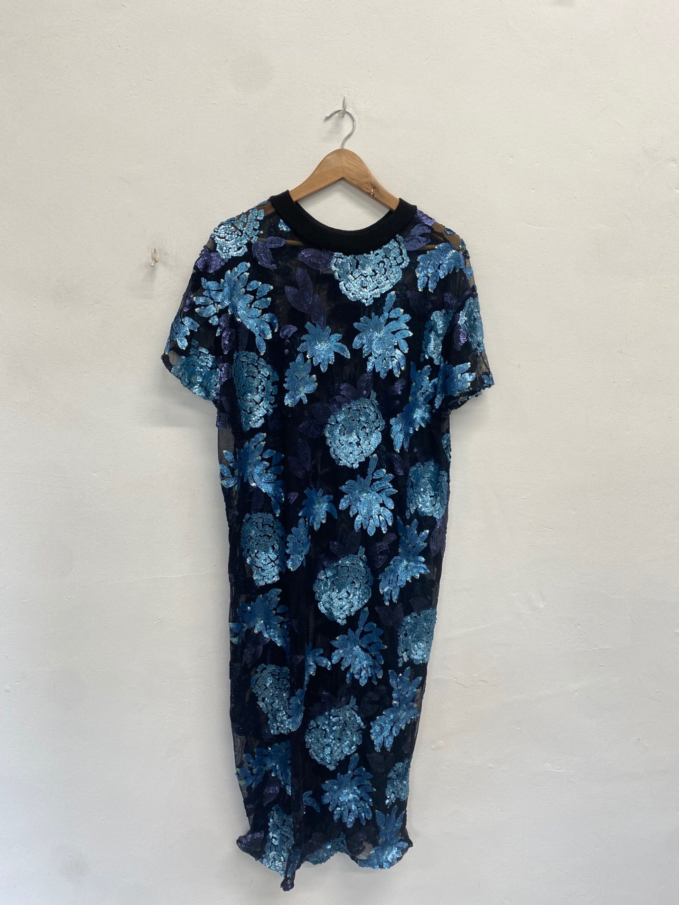 Fabulous Isolated heroes Midi Dress UK 12-14 Blue sequin mesh JC575