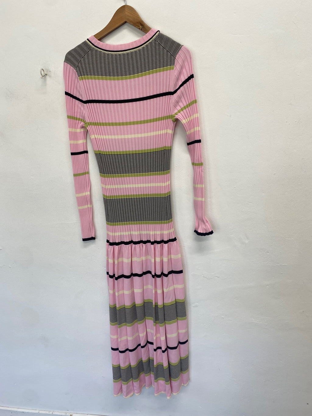 Fabulous Me+em Maxi Dress UK 14 Pink striped ribbed knit AD574