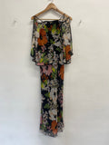 Fabulous Floreré reiss Midi Dress UK 14 Black floral floaty JC575