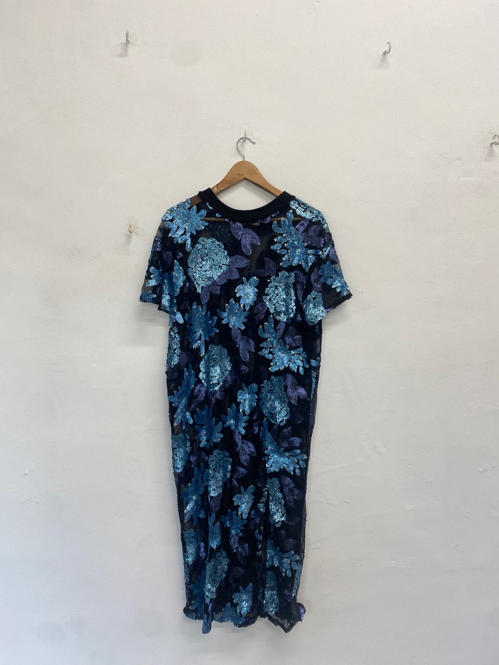 Fabulous Isolated heroes Midi Dress UK 12-14 Blue sequin mesh JC575